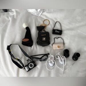 NEW Labubu  Doll Accessories Purses camera goggles shoes hat key chain bag charm
